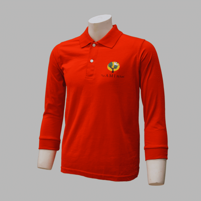 AMI School T-Shirt Sports FS Red Class 3 to 6 AMI School Class 3 to Class 6 Sports Full Sleeves T-Shirt - Image 1