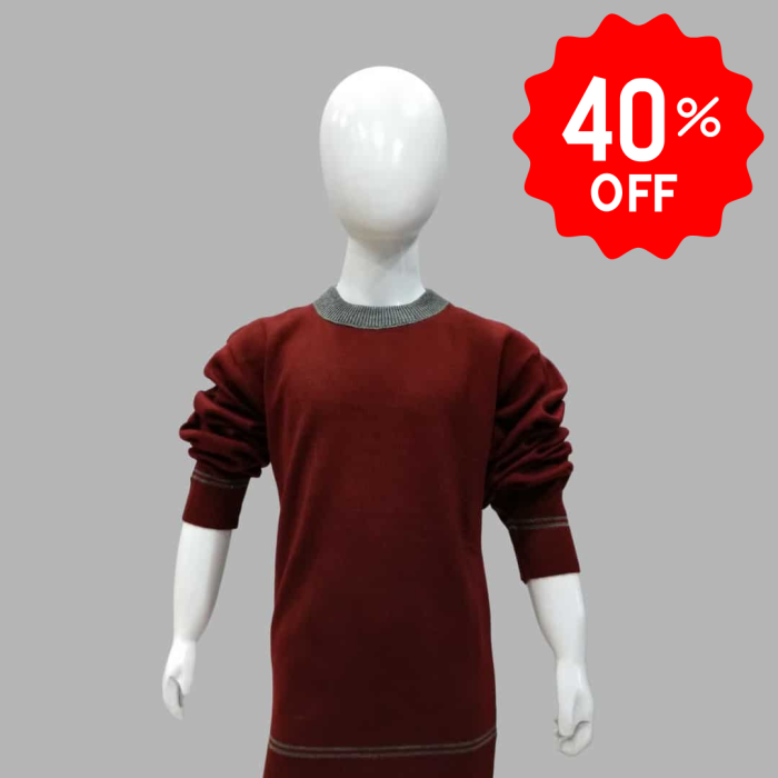 50% Off Boys Maroon Pullover with Grey Stripe- Special Offer - Image 1